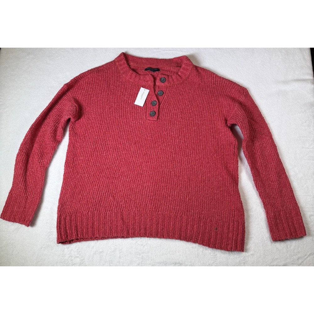 NWT American Eagle Sweater Jegging Fit Henley Women's Size S Pink Knit Button